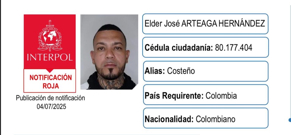 Interpol emite alerta roja contra un presunto responsable de atentado a senador colombiano