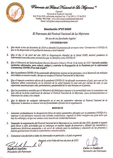 Suspenden edición 2020 del Festival de La Mejorana