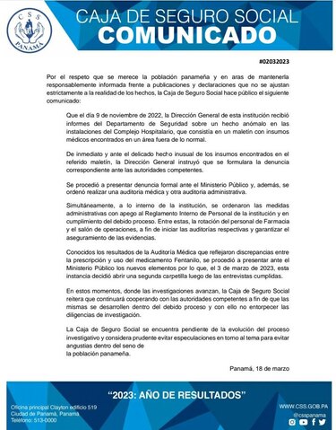 CSS rotó al personal para ‘asegurar evidencias’ en caso de hurto de fentanilo