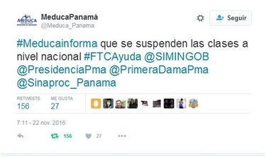 Ministerio de Educación suspende las clases en todo el país por lluvias
