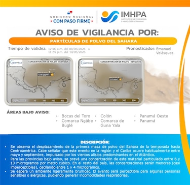 Panamá se mantiene bajo vigilancia por llegada de polvo del Sahara