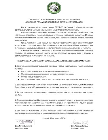 Médicos internistas sugieren cuarentena absoluta por 15 días para frenar el coronavirus