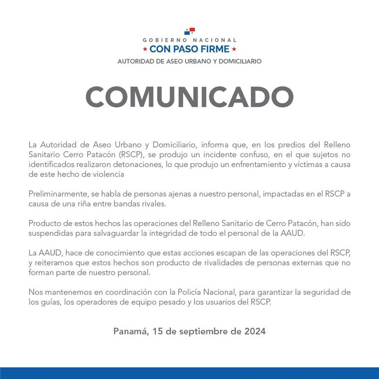 Tiroteo en relleno de cerro Patacón; suspenden operaciones