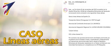 Venezuela revoca concesión a aerolíneas internacionales que suspendieron vuelos