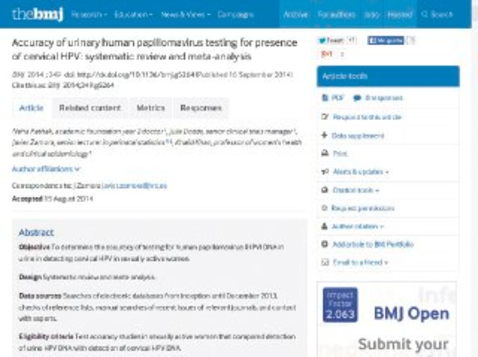 Test de orina detectaría el VPH