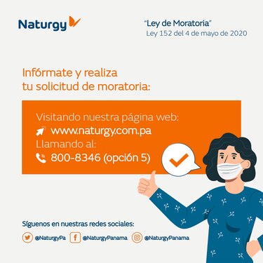 Naturgy informa sobre cómo acogerse a la Ley de Moratoria 152 del 4 de mayo del 2020