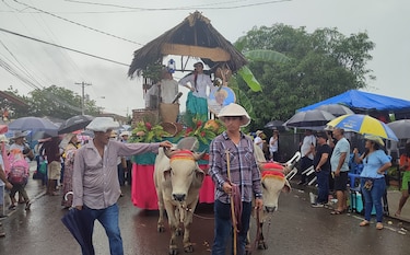 Así se celebró el desfile de carretas en Guararé, por el festival de la Mejorana