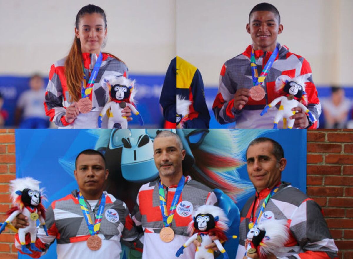 Los karatecas Alanis Carrera y Alberto Gálvez; y lo tiradores Juan Campos, Ricardo Chandeck y David Muñ
