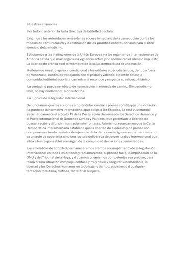 Asociación de editores exige a Venezuela el cese de la persecución contra la prensa