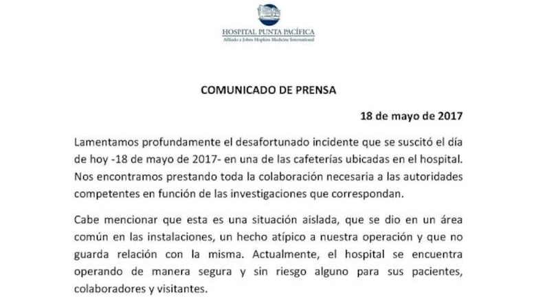 Una mujer es asesinada en el Hospital Punta Pacífica; dos hombres sospechosos