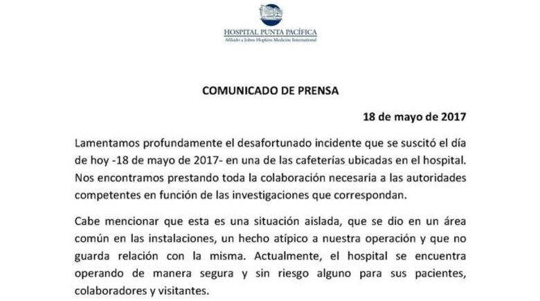 Una mujer es asesinada en el Hospital Punta Pacífica; dos hombres sospechosos