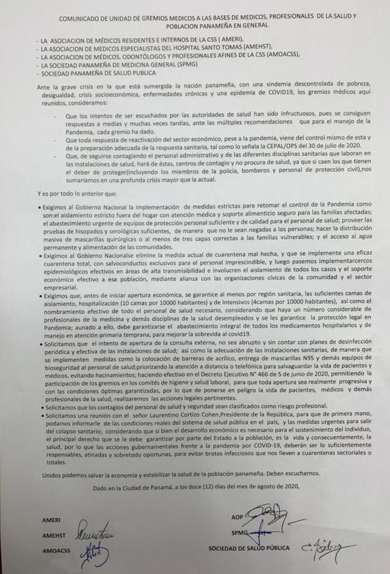 Antes de la reapertura económica, gremios médicos piden que se garanticen las camas para los pacientes