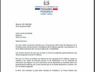 Ministro señala que el presupuesto para remodelar es de $1.5 millones; documentos oficiales muestran $9.3 millones