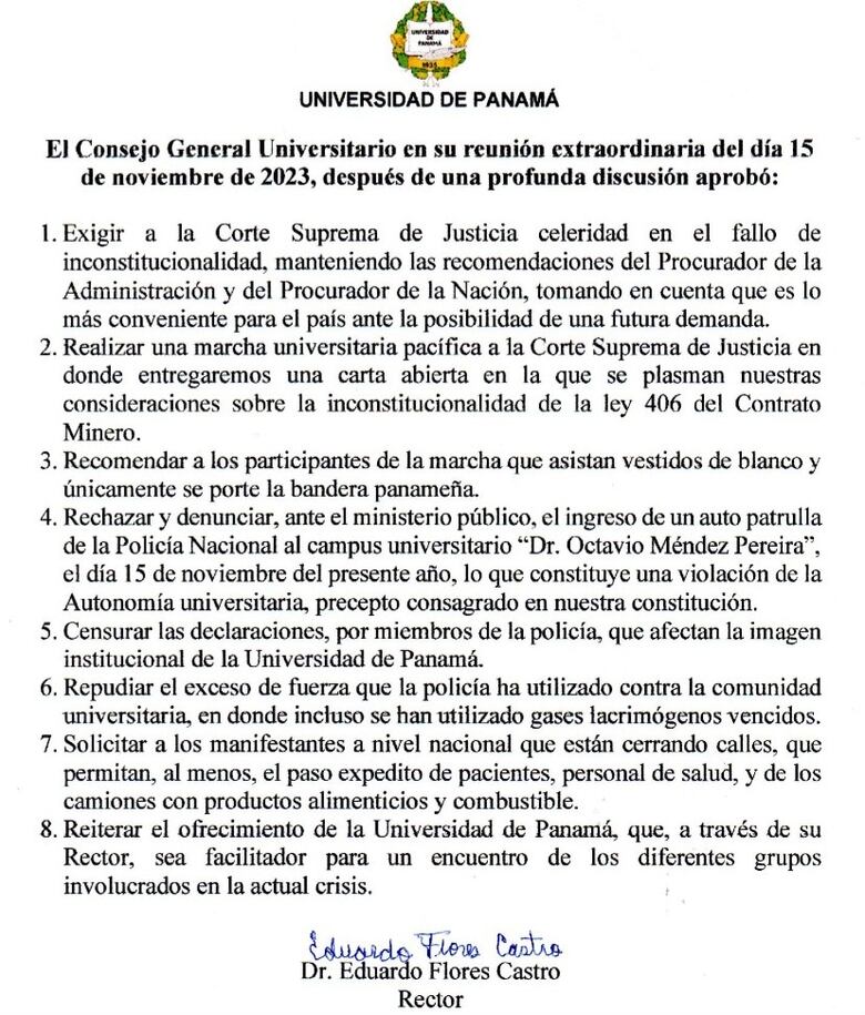 Rector de la Universidad de Panamá se ofrece como facilitador en medio de crisis