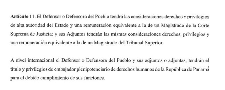 Fracasa intento de aumentar salario del Defensor del Pueblo a $10,000 mensuales