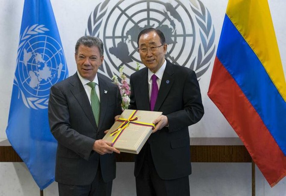 Ban Ki-moon reafirmó a Santos apoyo de la ONU al proceso de paz