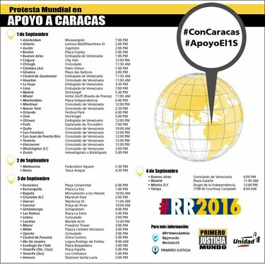 El 3 de septiembre habrá una protesta mundial por Venezuela