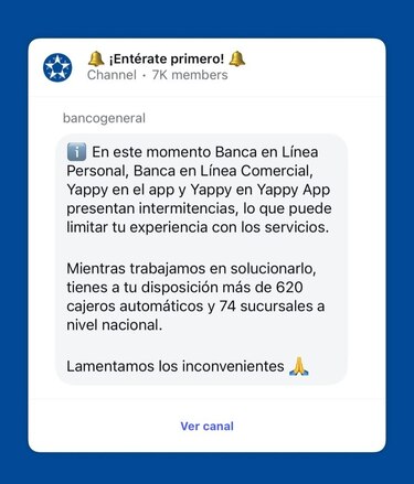 Banco General confirma el restablecimiento del sistema de banca en línea y Yappy