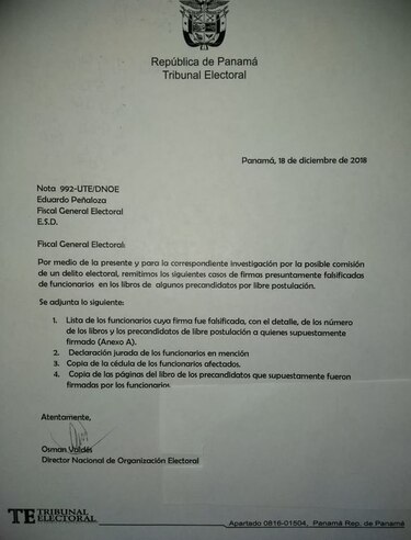 TE denuncia falsificación de firmas de funcionarios en libros de independientes