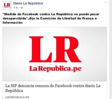 SIP critica que Facebook desactivara página de diario peruano 'La República'
