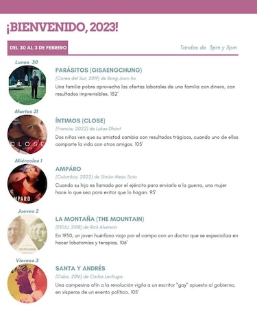 Conozca la cartelera del Cine Universitario en sus tandas de verano