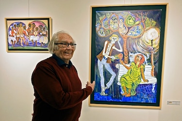 Nobel de la Paz Pérez Esquivel expone ahora obras de arte