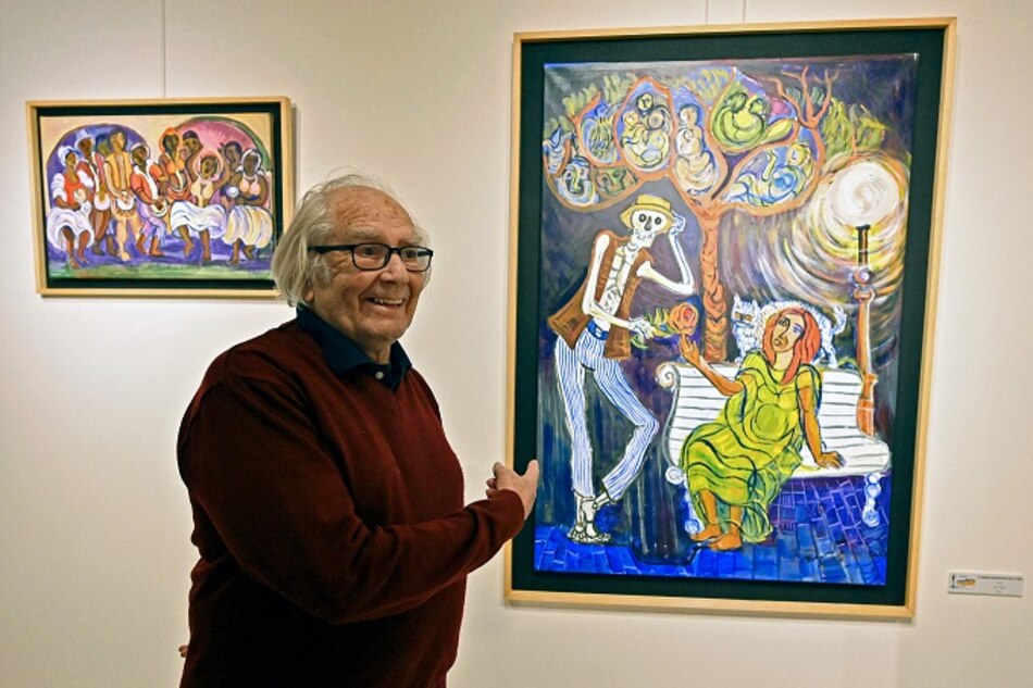 Nobel de la Paz Pérez Esquivel expone ahora obras de arte