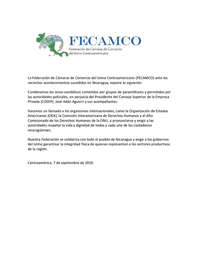 Nicaragua: condenan ataque contra empresarios y periodistas