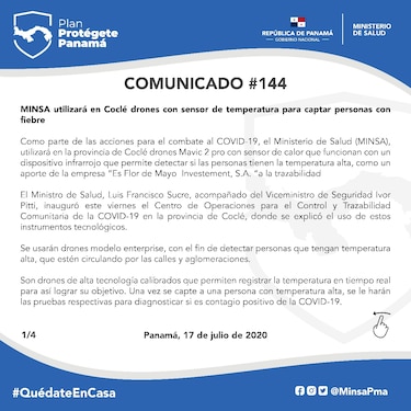 Minsa desiste del uso de drones para medir temperatura en posibles casos de Covid -19