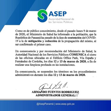 Cierran temporalmente las oficinas de la Asep