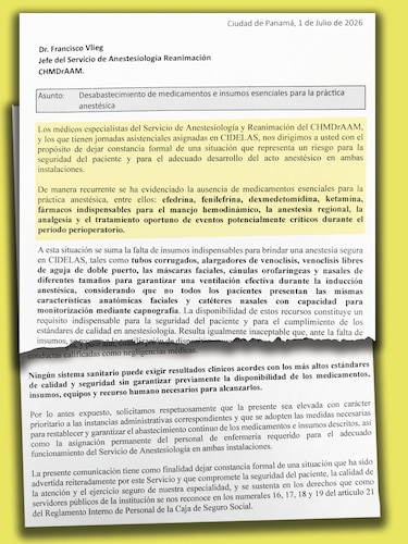 Anestesiólogos denuncian falta de insumos en el Complejo y Ciudad de la Salud