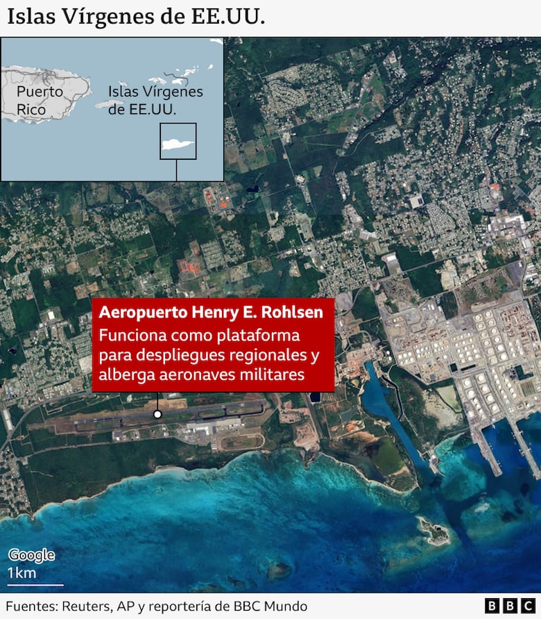 Los mapas que muestran las islas caribeñas que están ayudando a Estados Unidos en sus operaciones militares contra lanchas de Venezuela