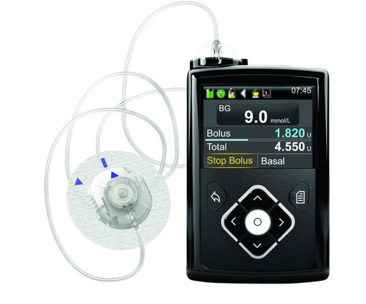 Bomba de insulina ePump 640G, válvula coronaria CoreValve Evolute R y dispositivo neuromodulador Interstim. Cortesía
