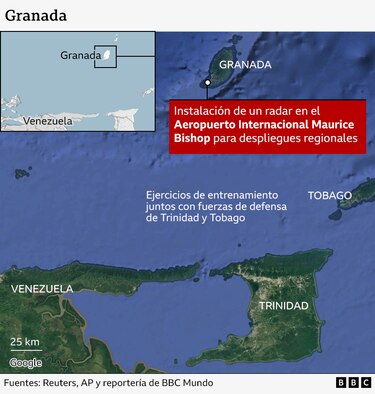 Los mapas que muestran las islas caribeñas que están ayudando a Estados Unidos en sus operaciones militares contra lanchas de Venezuela