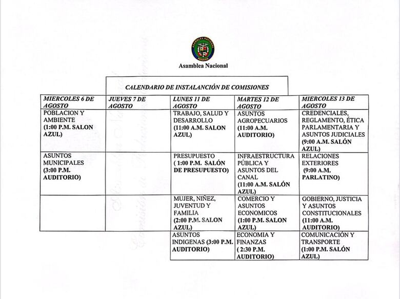 Tres de quince y la mesa está servida: Vamos y Panameñistas presiden primeras comisiones legislativas