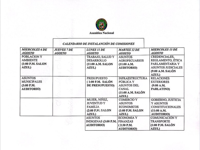 Tres de quince y la mesa está servida: Vamos y Panameñistas presiden primeras comisiones legislativas