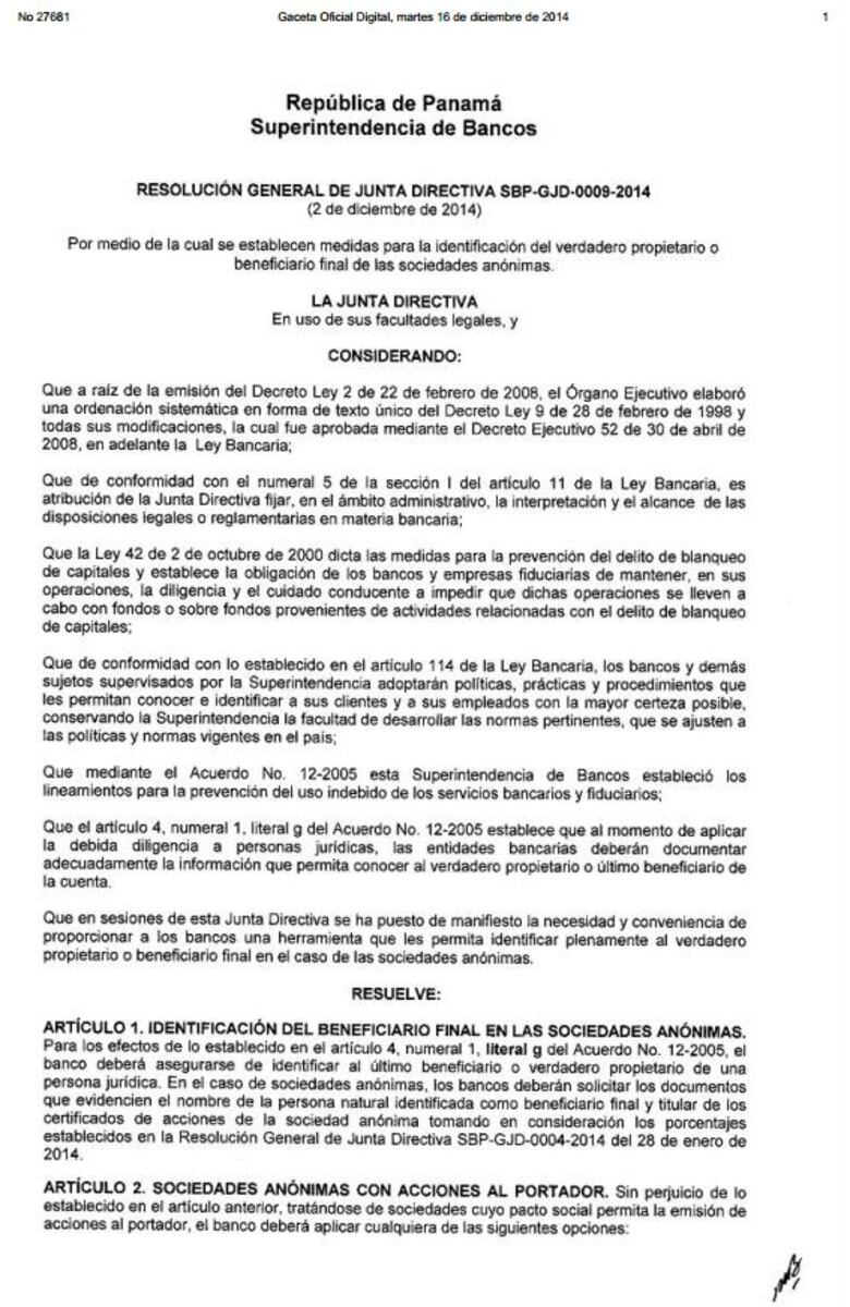 Bancos deberán identificar a beneficiarios finales de sociedades