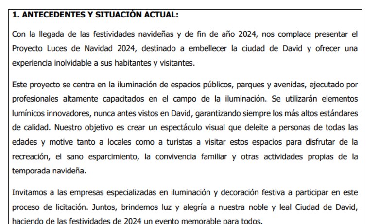 Alcaldía de David cancela contrato directo de $300 mil para alumbrado navideño y convoca a licitación