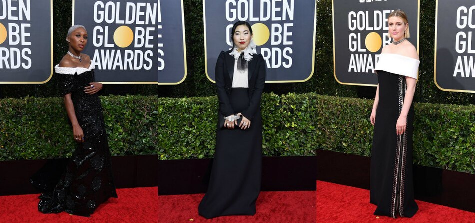 Blanco y negro, plumas y cinetismo: estilos de la primera alfombra roja de 2020