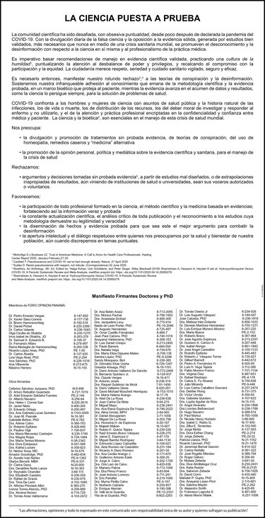 Comunidad científica rechaza la divulgación y promoción de tratamientos contra la Covid-19 ‘sin probada evidencia’