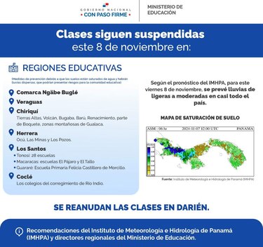 Sinaproc disminuye la alerta roja en el territorio panameño