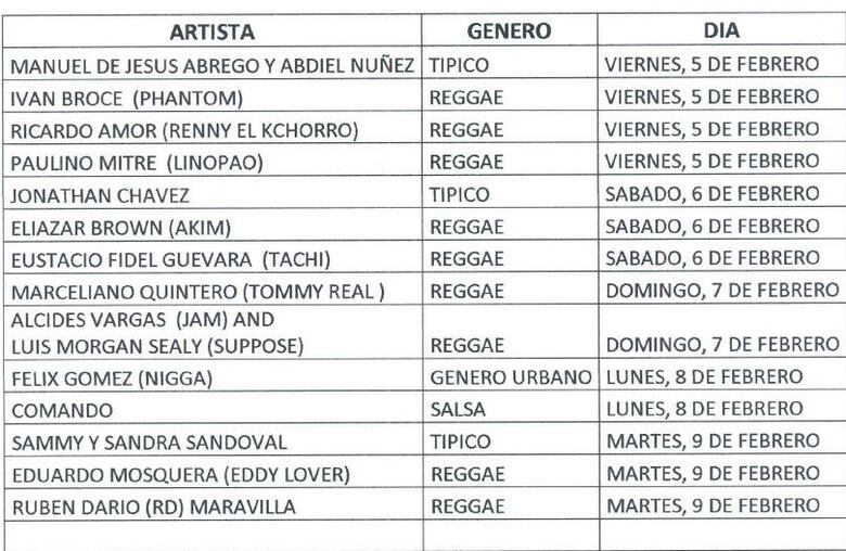 Estos son los artistas que se presentarán en el Carnaval de la cinta costera