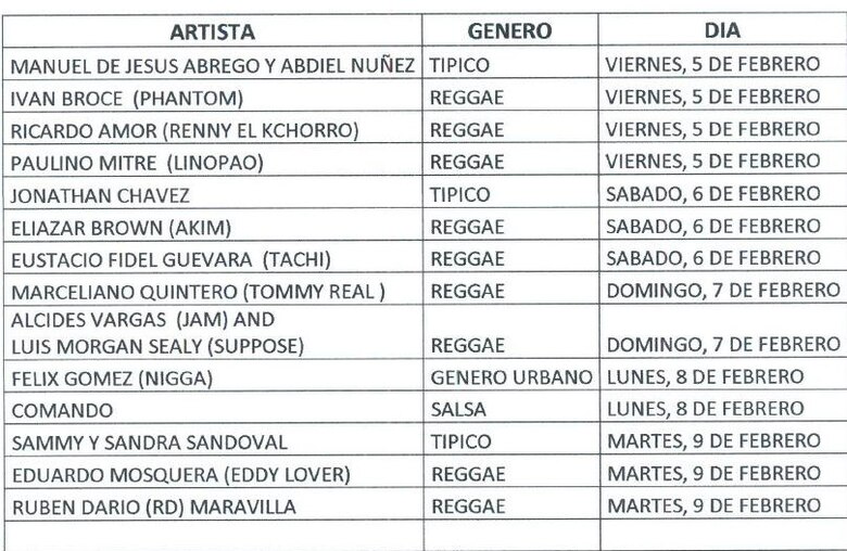 Estos son los artistas que se presentarán en el Carnaval de la cinta costera