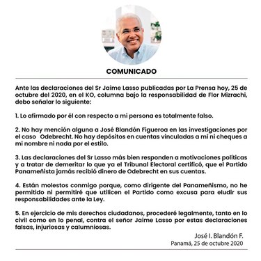 Blandón anuncia que tomará acciones legales contra Jaime Lasso