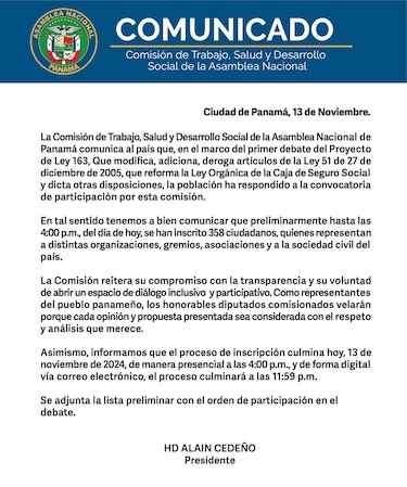 Más de 350 inscripciones recibidas en el período de consultas de las reformas a CSS