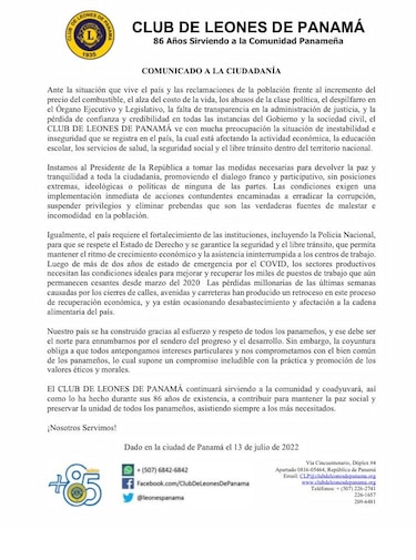 Clubes cívicos abogan por un diálogo franco que permita salir de la crisis socioeconómica que vive el país