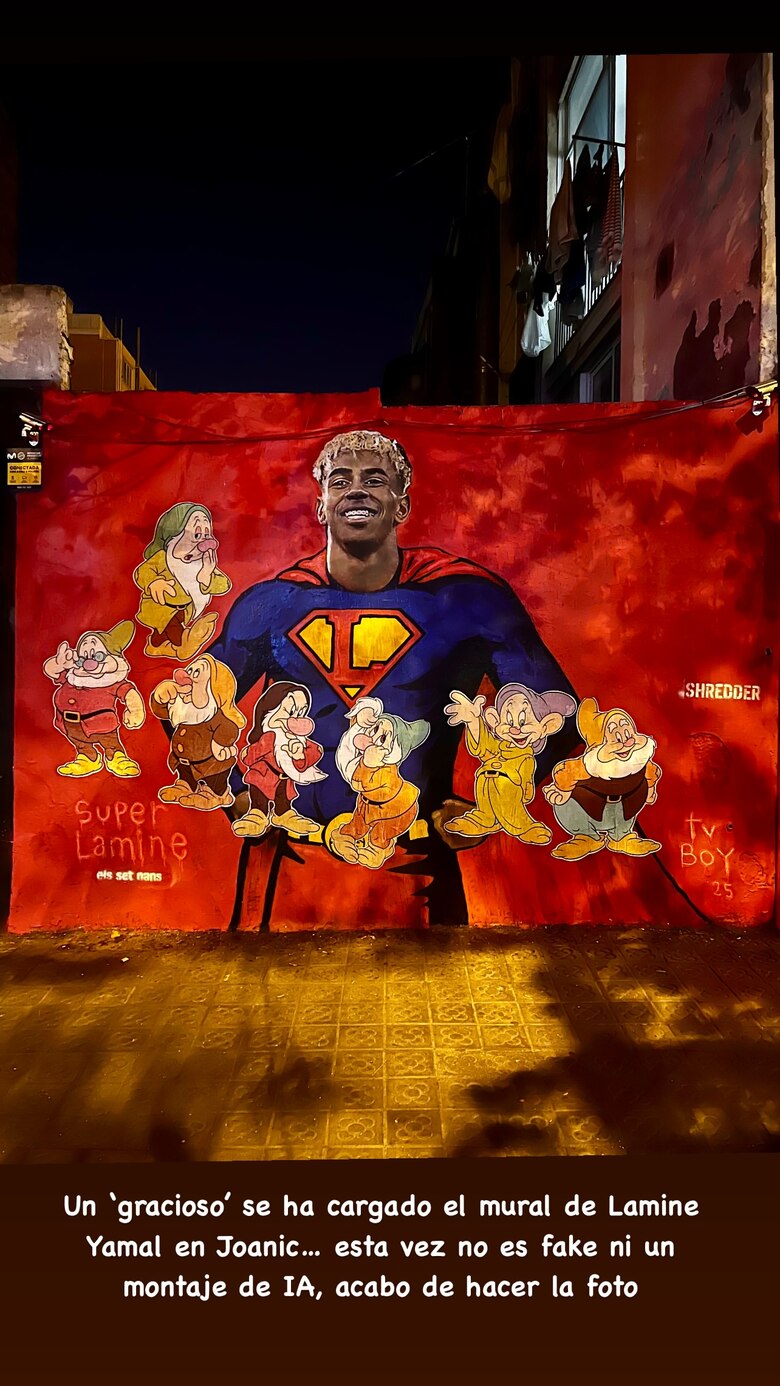 Vandalizan un mural dedicado a Lamine Yamal en el barrio barcelonés de Gràcia