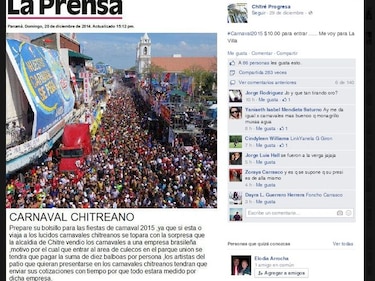 Usan logo de La Prensa para falsear noticia sobre el Carnaval chitreano