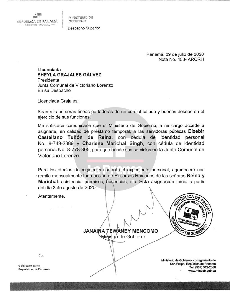 Las contradicciones por cinco funcionarios del Ministerio de Gobierno prestados a una junta comunal