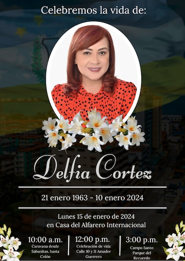 Las honras fúnebres de la periodista Delfia Cortez se realizarán este lunes 15 de enero en Colón